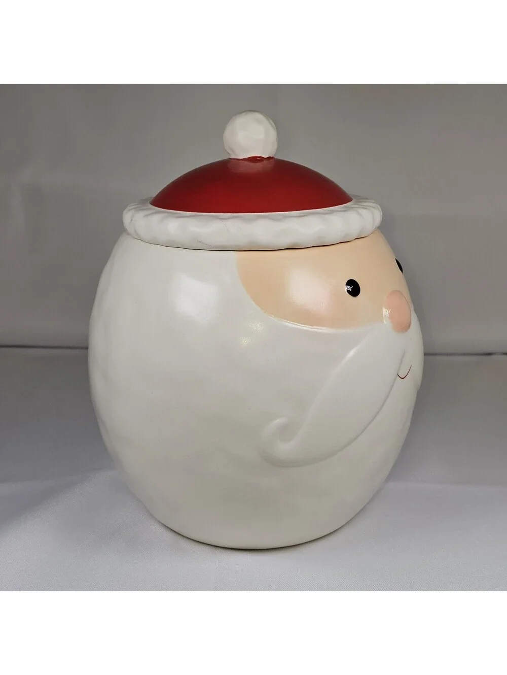Vintage Hallmark Roly Poly Santa Claus Christmas Cookie Jar Round